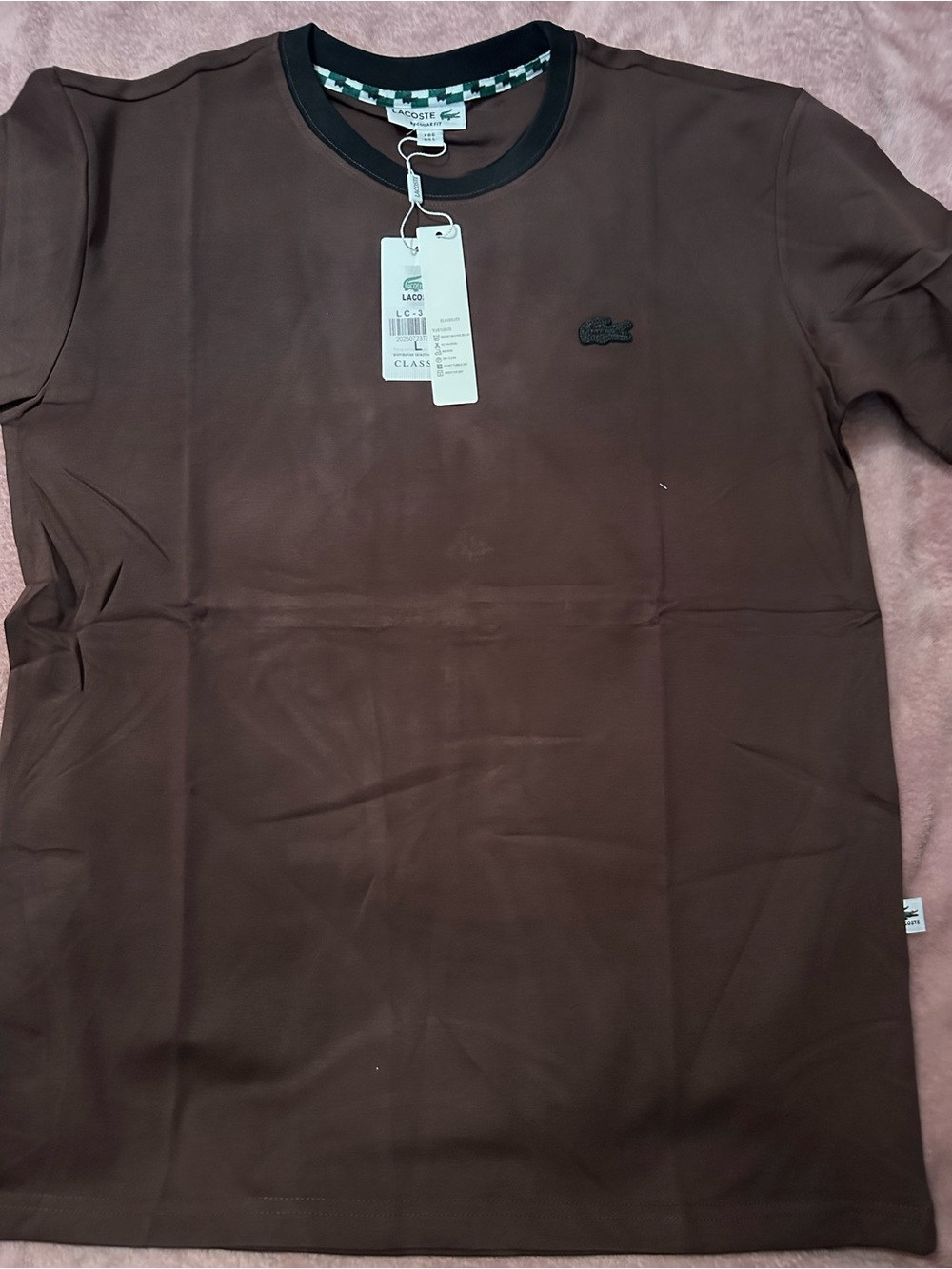 Lacoste Men’s Brown Short-Sleeve Crewneck T-Shirt